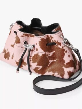 Jimmy Choo Pink & Brown Cowhide Drawstring Crossbody